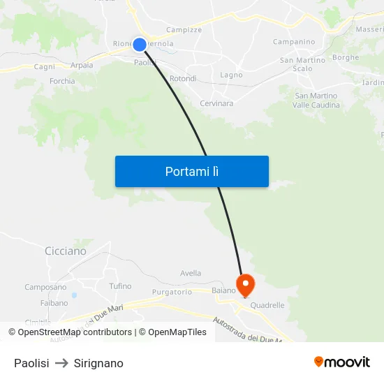 Paolisi to Sirignano map