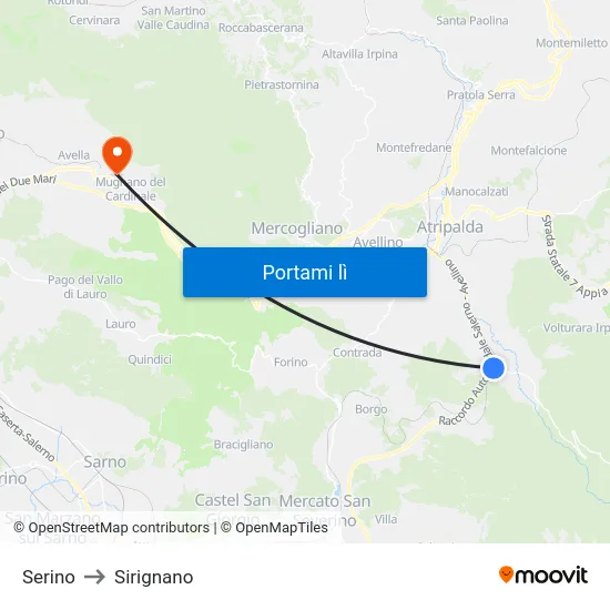 Serino to Sirignano map