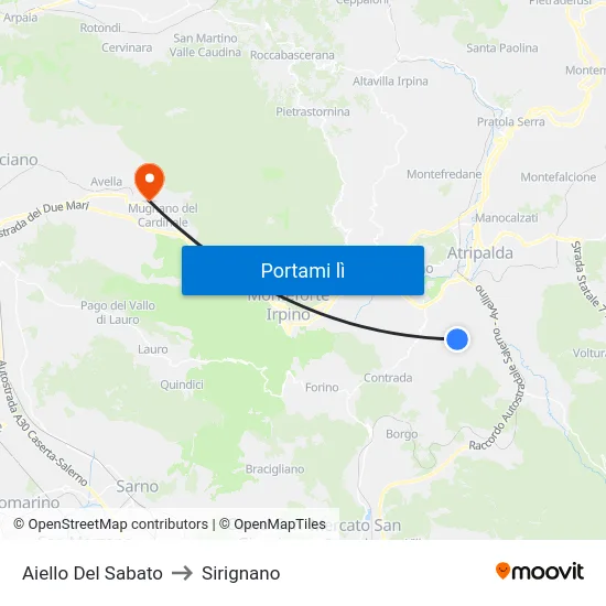 Aiello Del Sabato to Sirignano map
