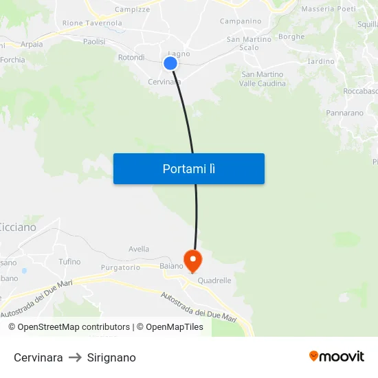 Cervinara to Sirignano map