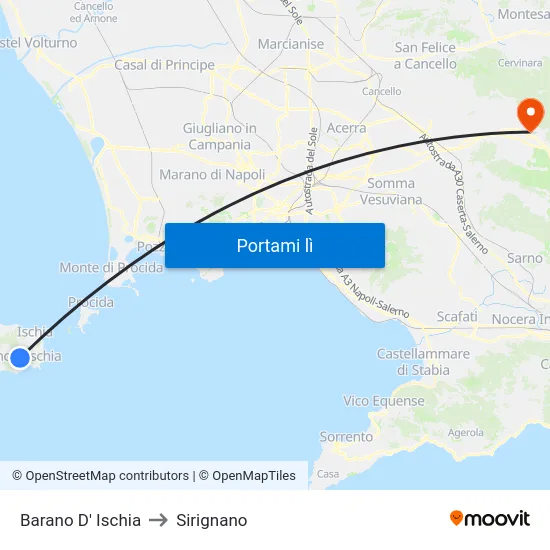 Barano D' Ischia to Sirignano map