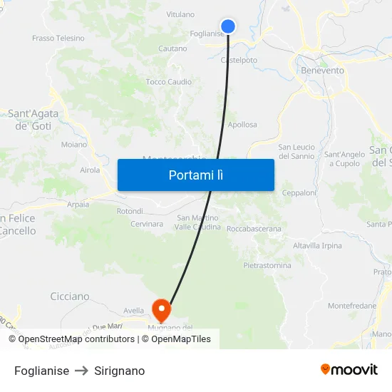 Foglianise to Sirignano map