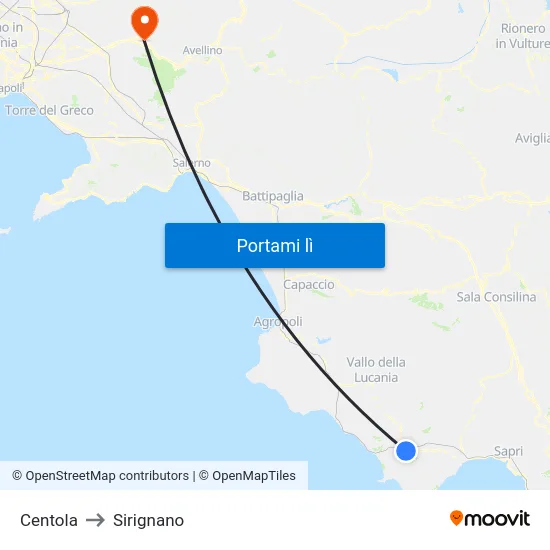 Centola to Sirignano map