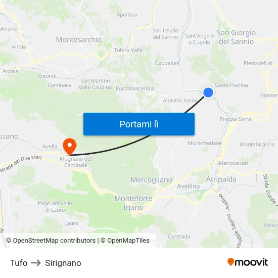 Tufo to Sirignano map