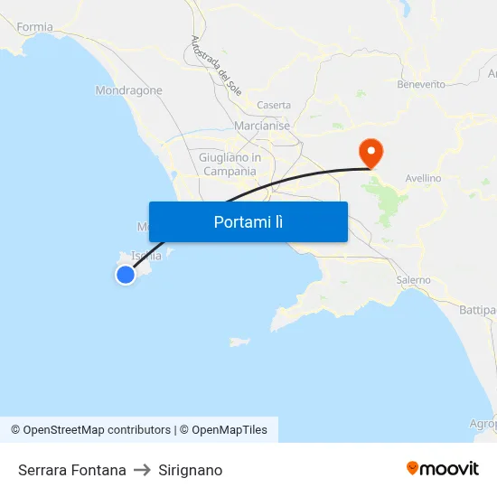 Serrara Fontana to Sirignano map