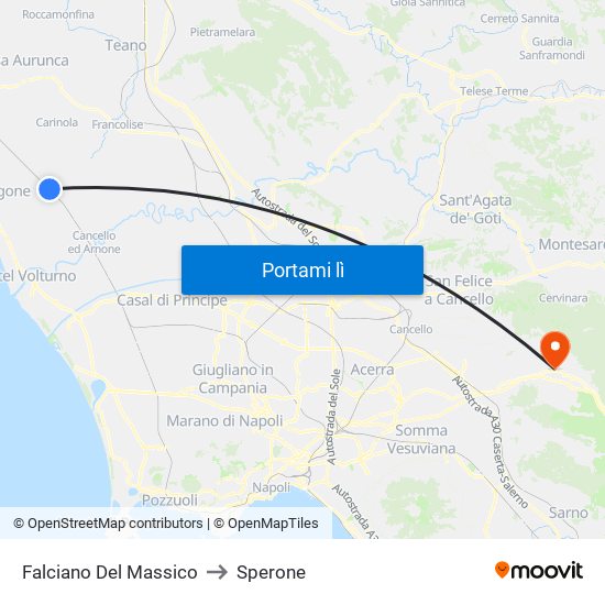 Falciano Del Massico to Sperone map