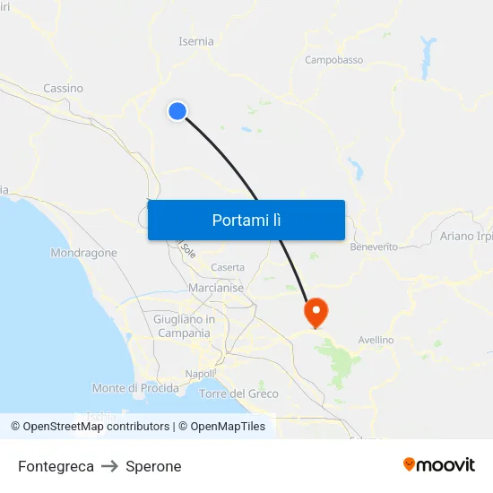 Fontegreca to Sperone map