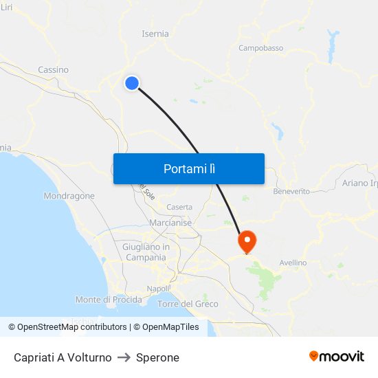 Capriati A Volturno to Sperone map