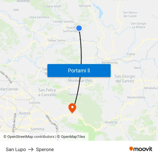 San Lupo to Sperone map