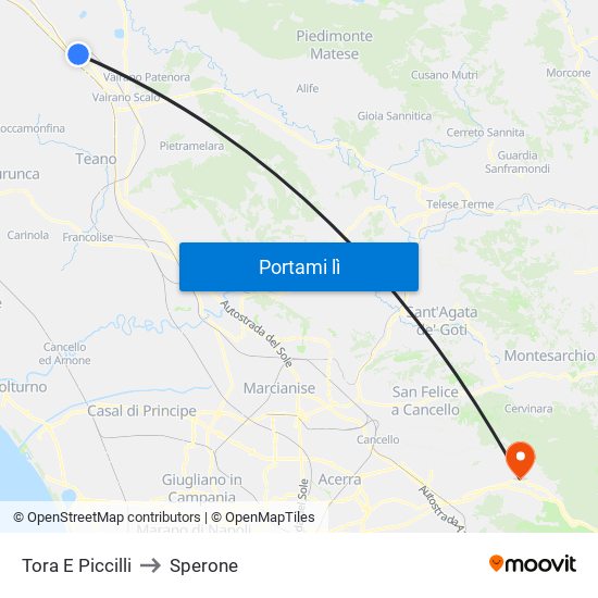 Tora E Piccilli to Sperone map