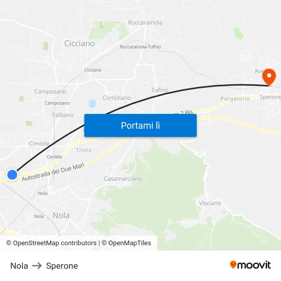Nola to Sperone map