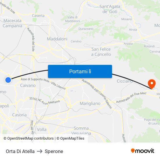 Orta Di Atella to Sperone map