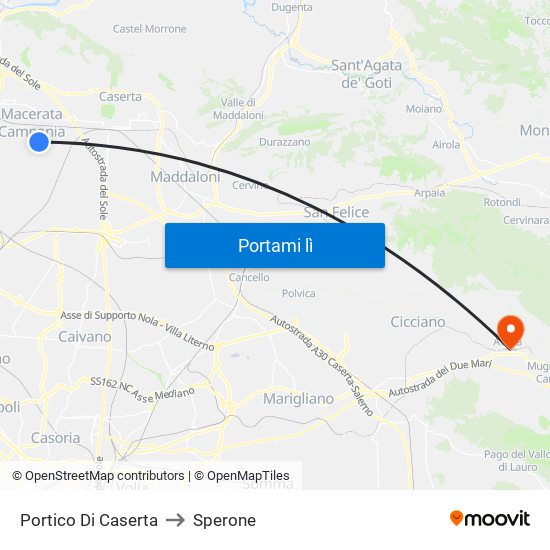 Portico Di Caserta to Sperone map