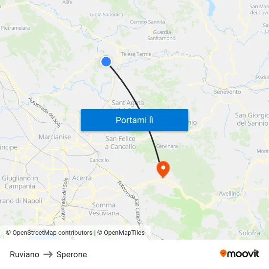 Ruviano to Sperone map