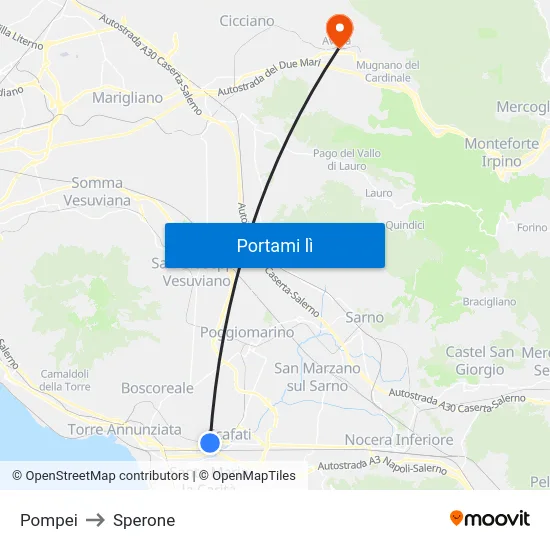 Pompei to Sperone map