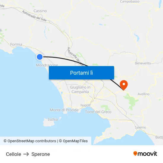 Cellole to Sperone map