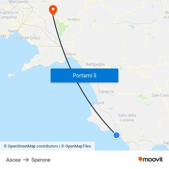 Ascea to Sperone map