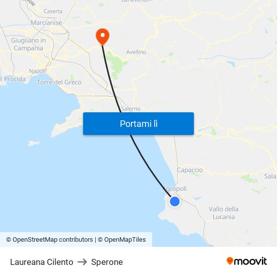 Laureana Cilento to Sperone map