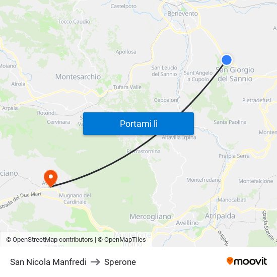 San Nicola Manfredi to Sperone map