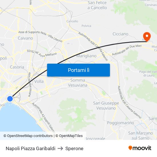 Napoli Piazza Garibaldi to Sperone map