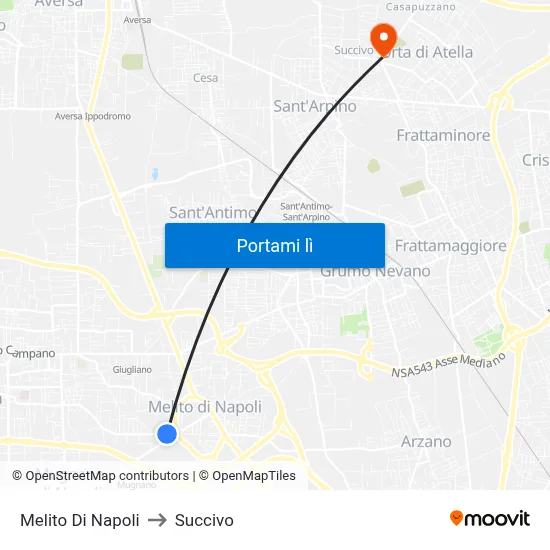 Melito Di Napoli to Succivo map