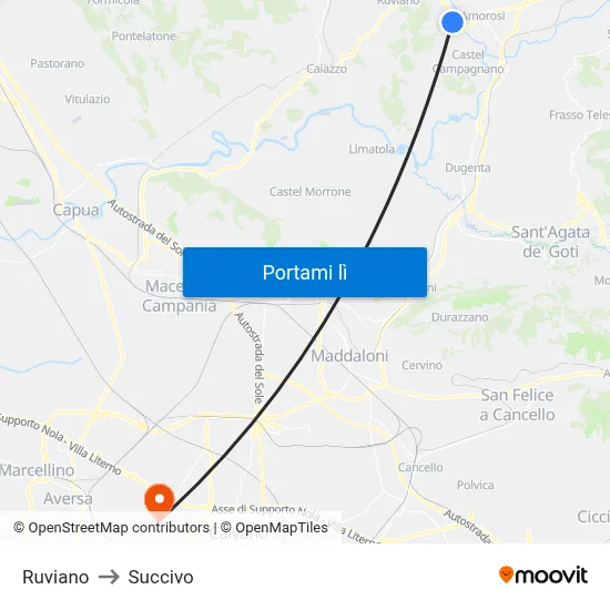 Ruviano to Succivo map