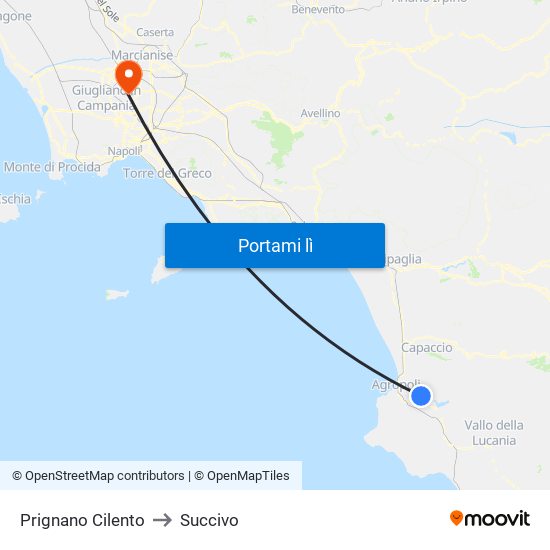 Prignano Cilento to Succivo map
