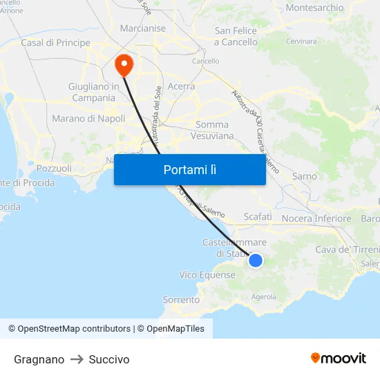 Gragnano to Succivo map