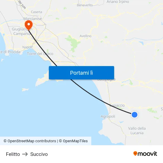 Felitto to Succivo map