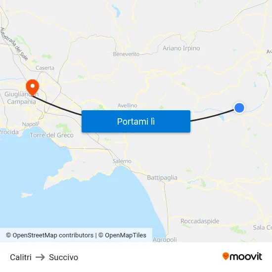 Calitri to Succivo map