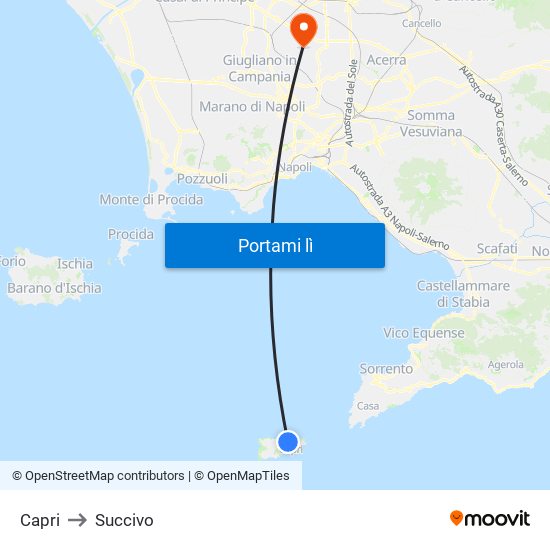 Capri to Succivo map