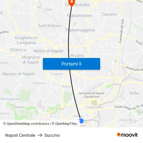 Napoli Centrale to Succivo map