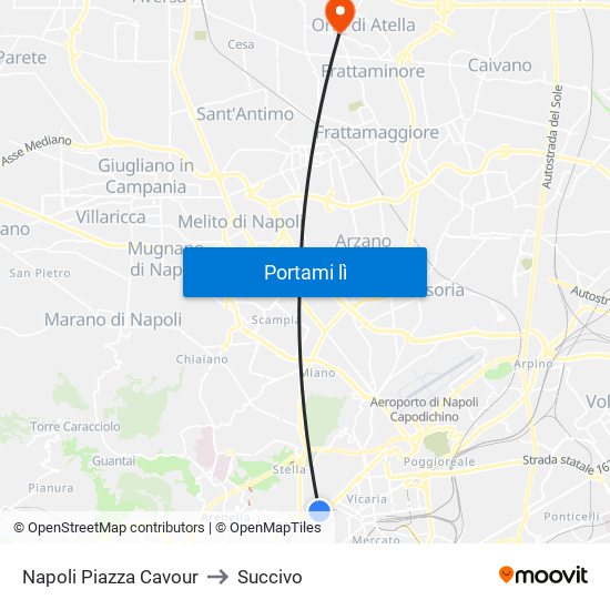 Napoli Piazza Cavour to Succivo map