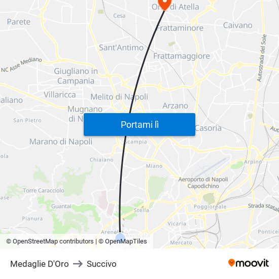 Medaglie D'Oro to Succivo map