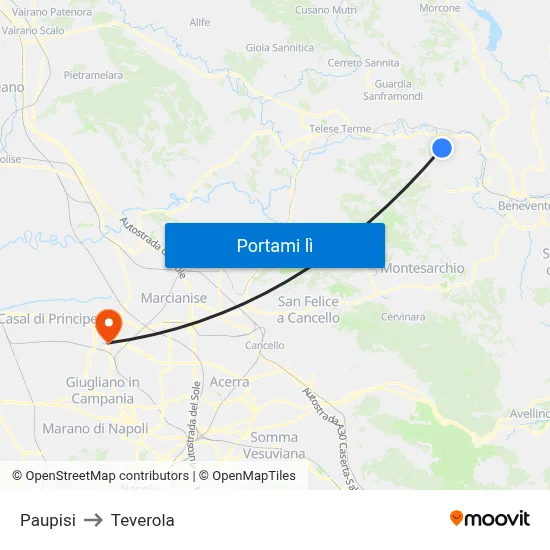 Paupisi to Teverola map
