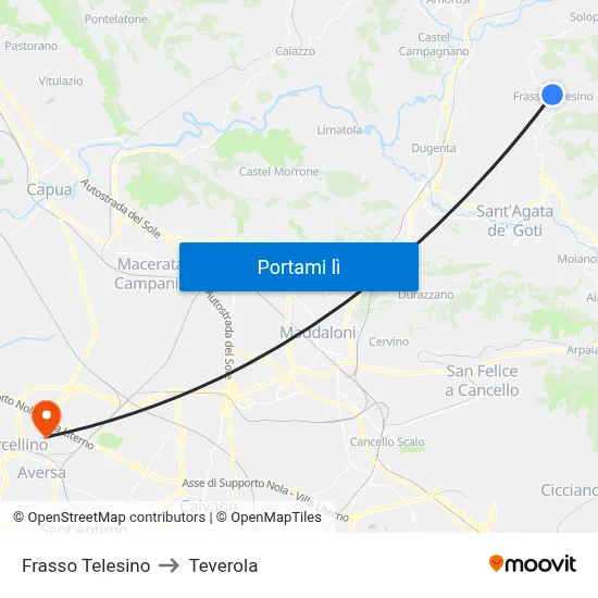 Frasso Telesino to Teverola map