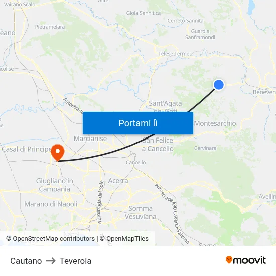 Cautano to Teverola map