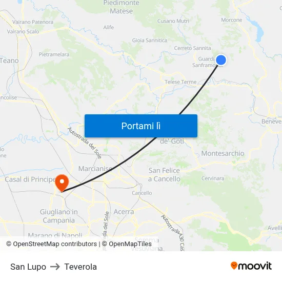 San Lupo to Teverola map