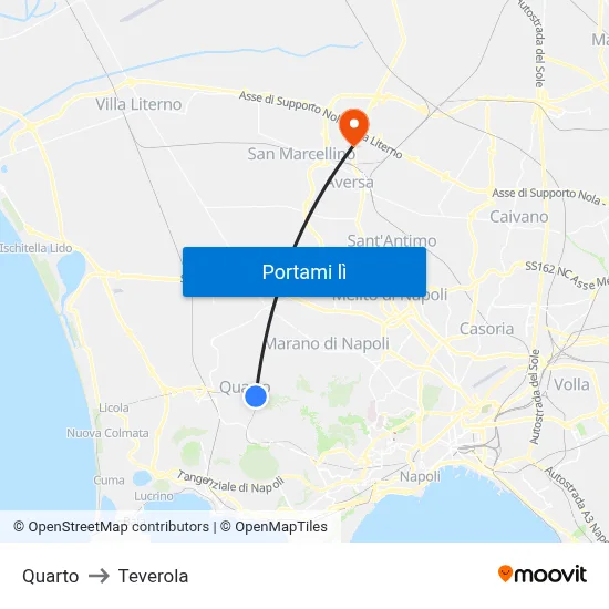 Quarto to Teverola map