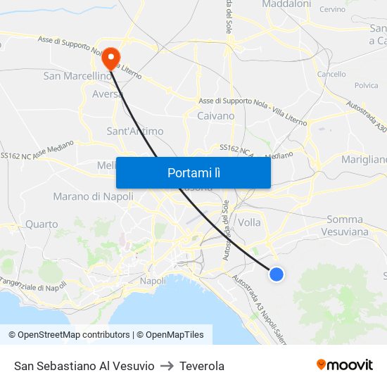 San Sebastiano Al Vesuvio to Teverola map