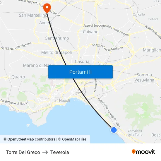 Torre Del Greco to Teverola map