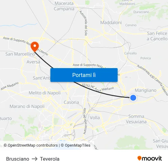 Brusciano to Teverola map