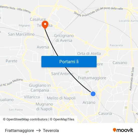 Frattamaggiore to Teverola map