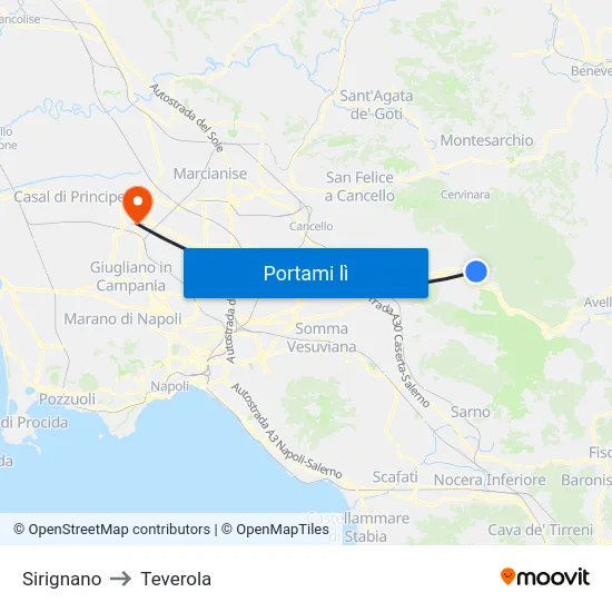 Sirignano to Teverola map