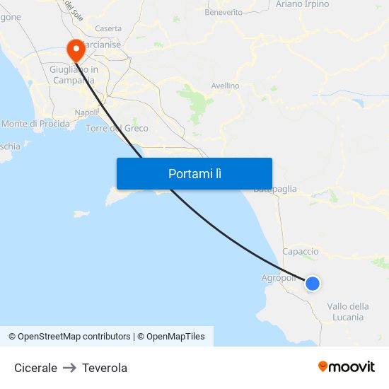 Cicerale to Teverola map
