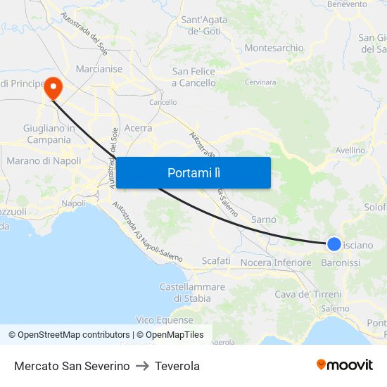 Mercato San Severino to Teverola map