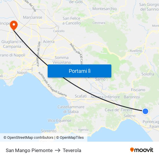 San Mango Piemonte to Teverola map