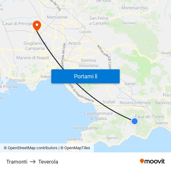 Tramonti to Teverola map