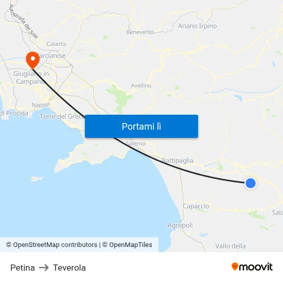 Petina to Teverola map