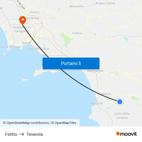 Felitto to Teverola map